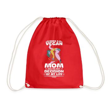 vegan mother woman animal rights eat healthy - Drawstring Bag - red - Front