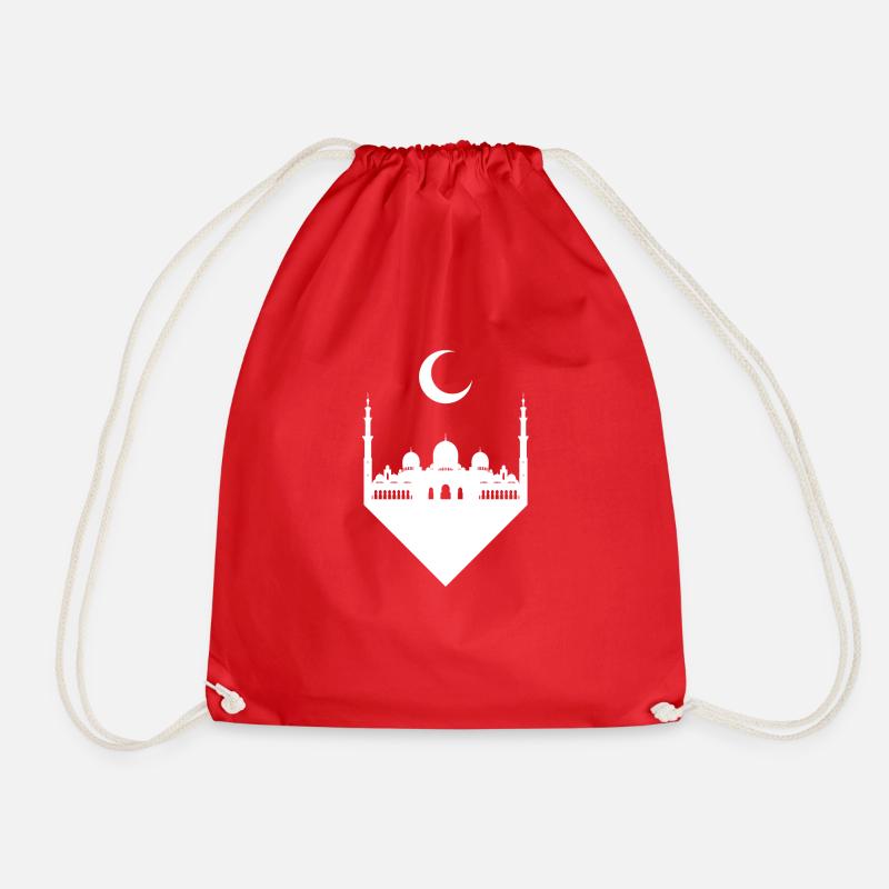 Mosque allah god religion crescent - Drawstring Bag - red
