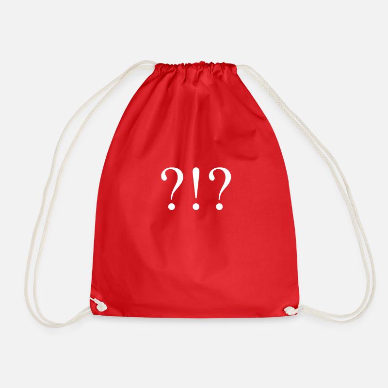 Question mark exclamation mark white - Drawstring Bag - red
