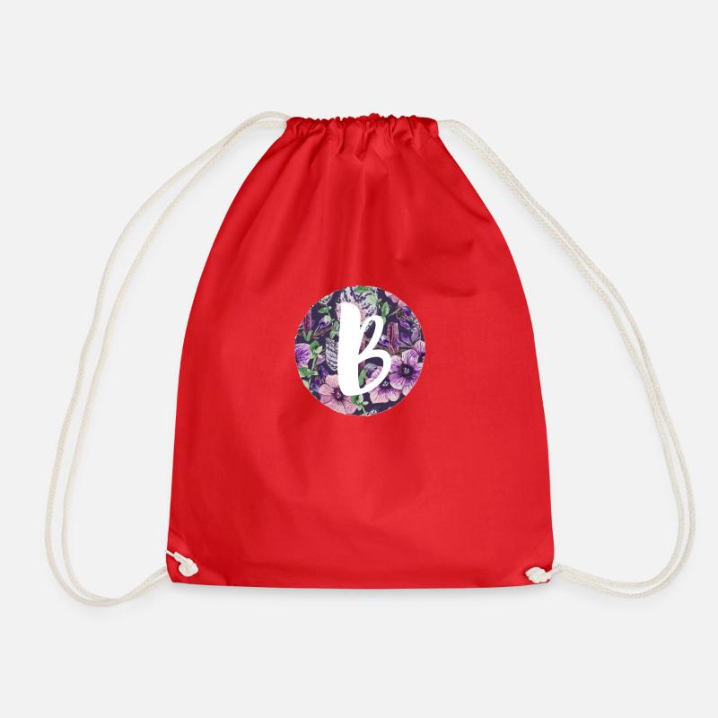 Letter B - Drawstring Bag - red