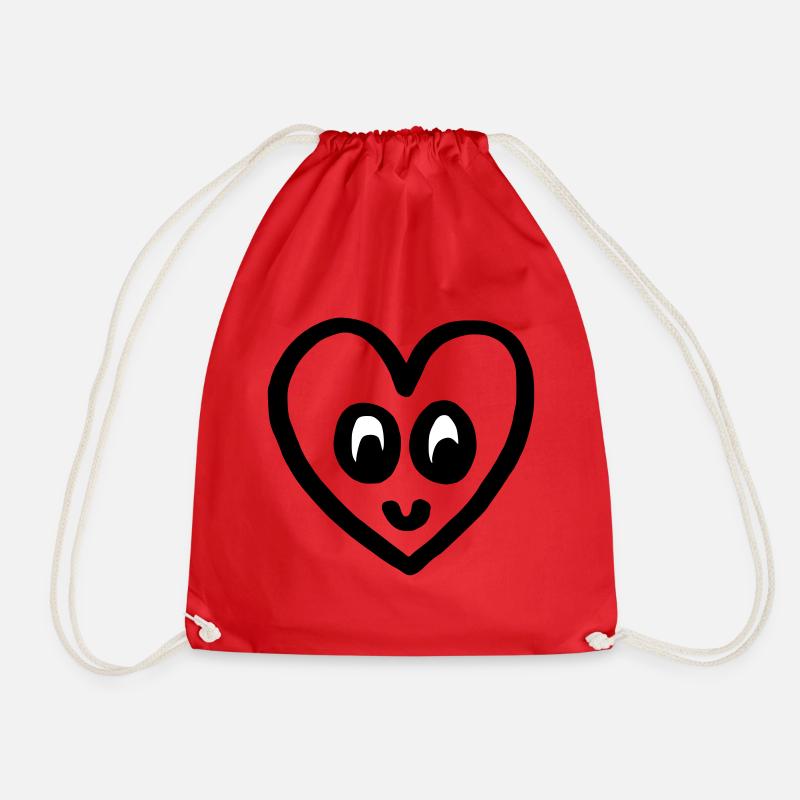Smiling heart, bicolor - Drawstring Bag - red