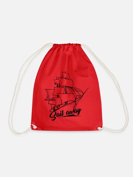 sail away - Segelschiff - Sailing - Turnbeutel - Rot