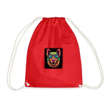 dog paw beagle daddy animal birthday present - Turnbeutel - Rot - Vorne