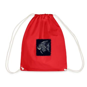 Sea Bass Fishing Tshirts Birthday Present Idea - Drawstring Bag - red - Front