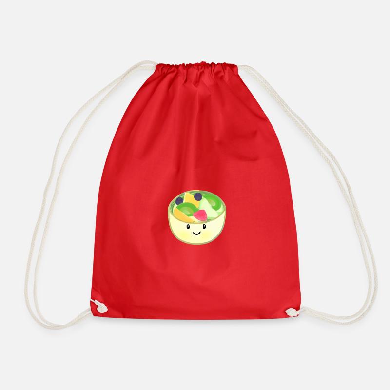 Super sweet happy fruit bowl kawaii - Drawstring Bag - red
