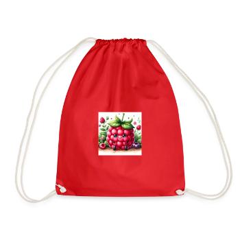 Himbeere mit Gesicht im Kawaii stil - Turnbeutel - Rot - Vorne
