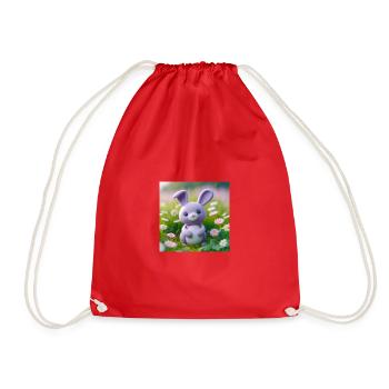 Süßer Hase mit Blümchen - Turnbeutel - Rot - Vorne