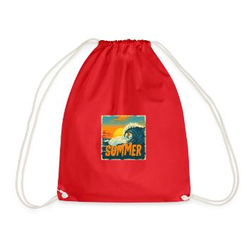 Summer Surf – Retro Wave Ride! - Turnbeutel - Rot - Vorne