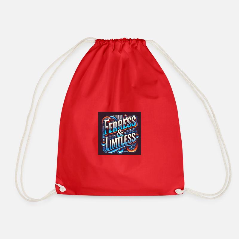 Fearless & Limitless – Bold Typography Design - Drawstring Bag - red