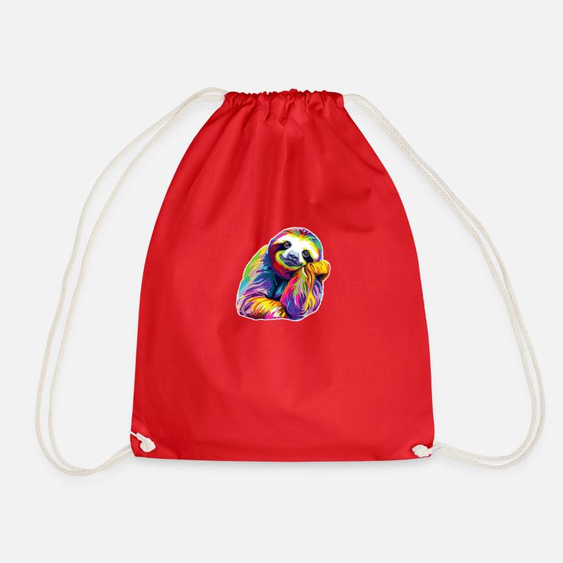 Sloth bored - Drawstring Bag - red