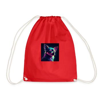Chihuahua art - Drawstring Bag - red - Front