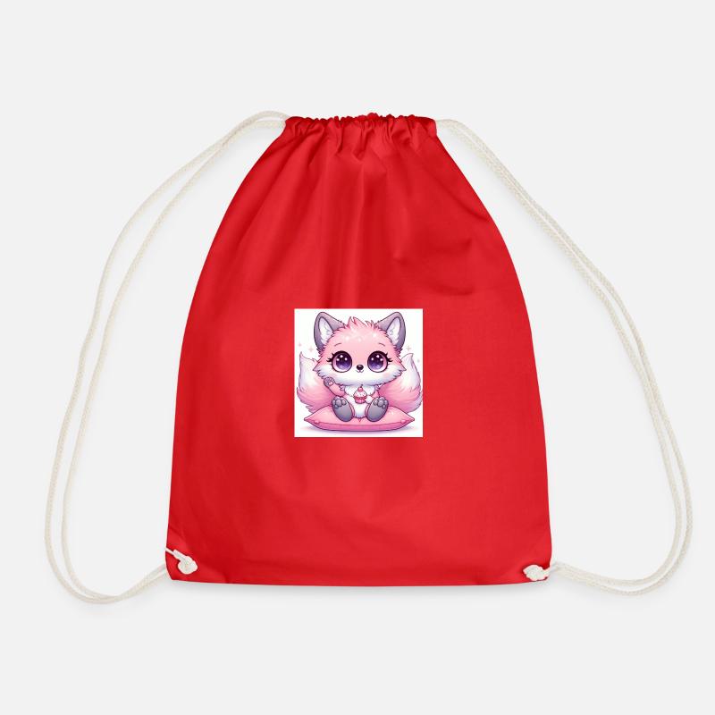 Kawaii Fox 90's Anime - Drawstring Bag - red