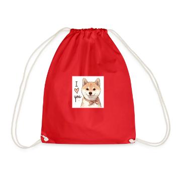 Liebevolles Shiba Inu Design I Love You - Turnbeutel - Rot - Vorne