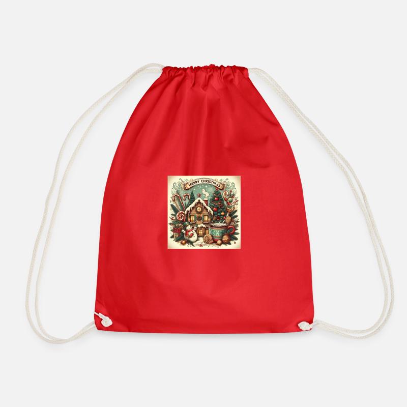 Nostalgic Christmas Design - Drawstring Bag - red