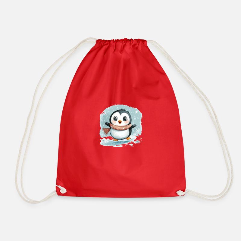Penguin - Drawstring Bag - red