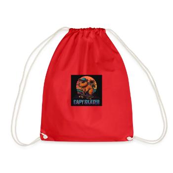 Capy Skater – Tropical Skate Vibes - Drawstring Bag - red - Front