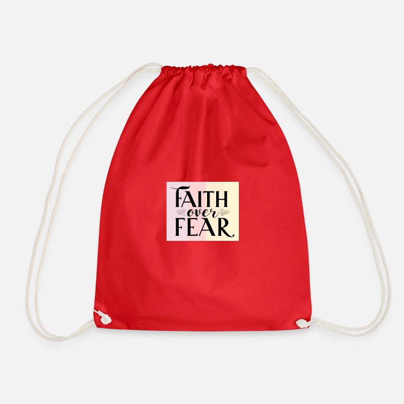 Faith over fear - Drawstring Bag - red