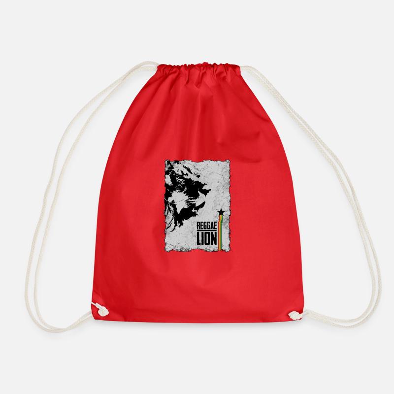 reggae lion2 - Drawstring Bag - red