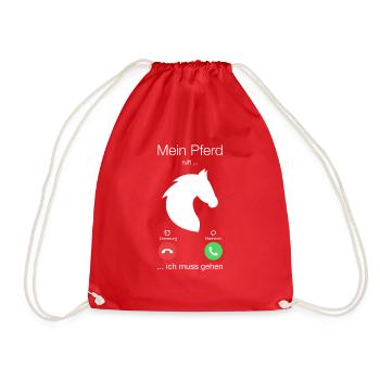 Geschenk Anruf Pferd ruft - Turnbeutel - Rot - Vorne