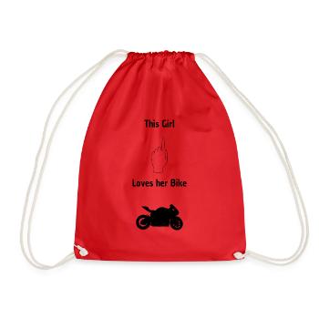 This Girl loves his Bike - Drawstring Bag - red - Front