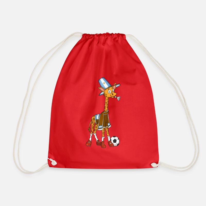 Giraffe Fan Argentina - Drawstring Bag - red