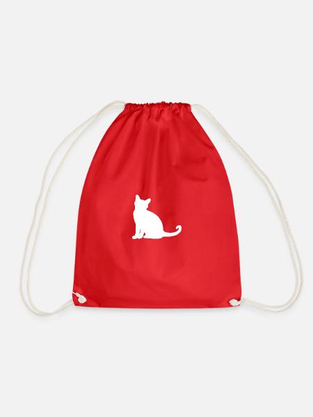 Katze Silhouette Sitzen - Turnbeutel - Rot