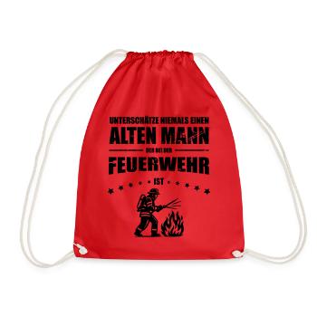 Old Man - Firefighter Gift Firefighter - Drawstring Bag - red - Front