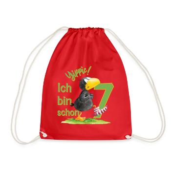 Der Kleine Rabe Socke Yippie Ich Bin Schon Sieben - Turnbeutel - Rot - Vorne