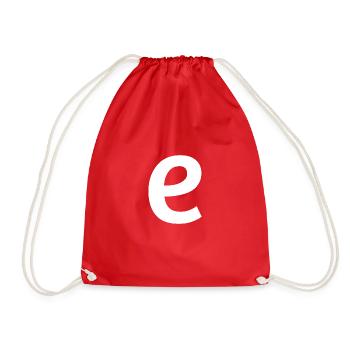 Buchstabe e "e" weiß - Turnbeutel - Rot - Vorne