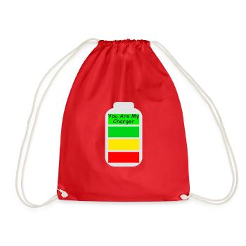 you are my charger - Drawstring Bag - red - Front