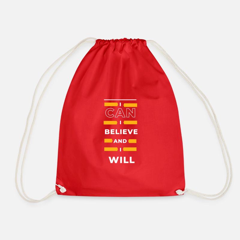 I can I believe and I will - Drawstring Bag - red