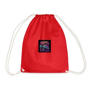 Turtle with neon colors, synthwave / 80s - Drawstring Bag - red - Front