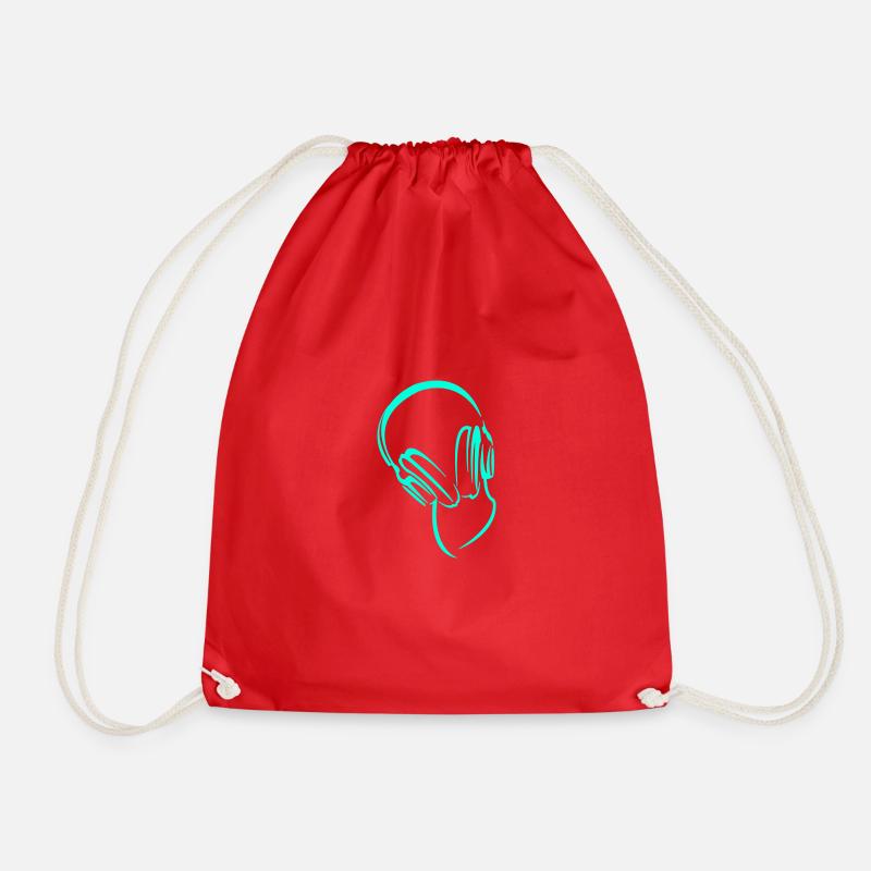 headphones - Drawstring Bag - red