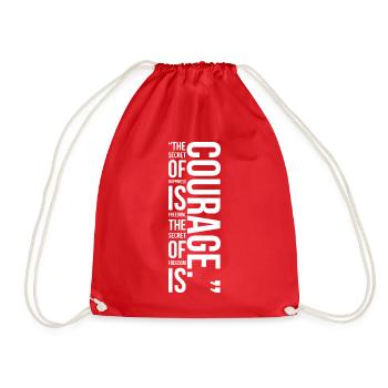 quote , secret of freedom is courage - Drawstring Bag - red - Front