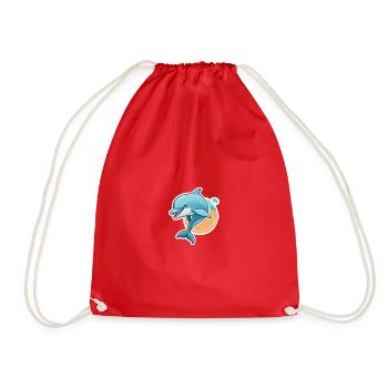 Dolphin happy jumping - Drawstring Bag - red - Front