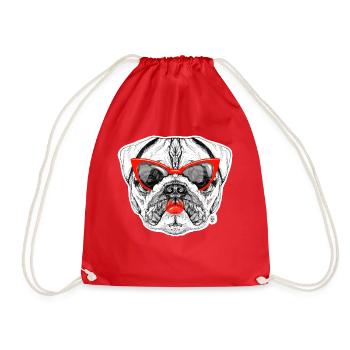 Mops-Dame - Turnbeutel - Rot - Vorne