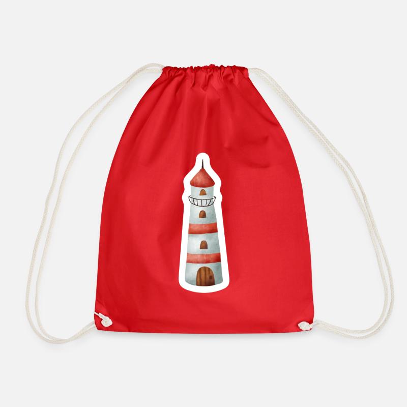 lighthouse - Drawstring Bag - red