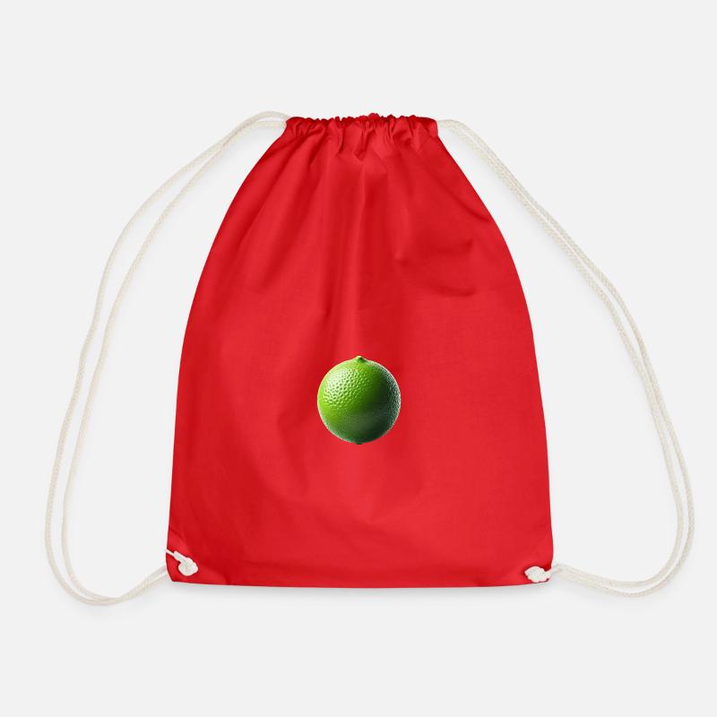 Fresh lime – minimalist nature - Drawstring Bag - red