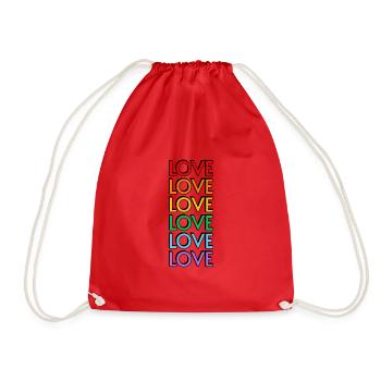 Love 6 rainbow colors gay pride - Drawstring Bag - red - Front