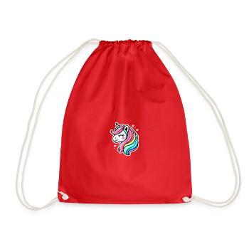 Unicorn Comic Rainbow Hearts - Drawstring Bag - red - Front
