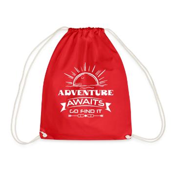 Gamer shirt - Aventure awaits go find it gift - Drawstring Bag - red - Front