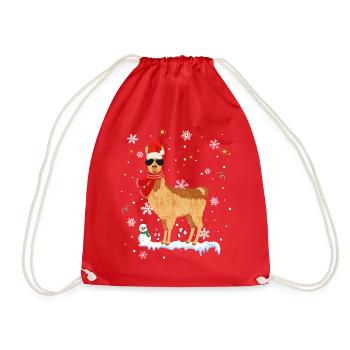 Cooles Alpaka Lama Weihnachten Deko Schneeflocken - Turnbeutel - Rot - Vorne