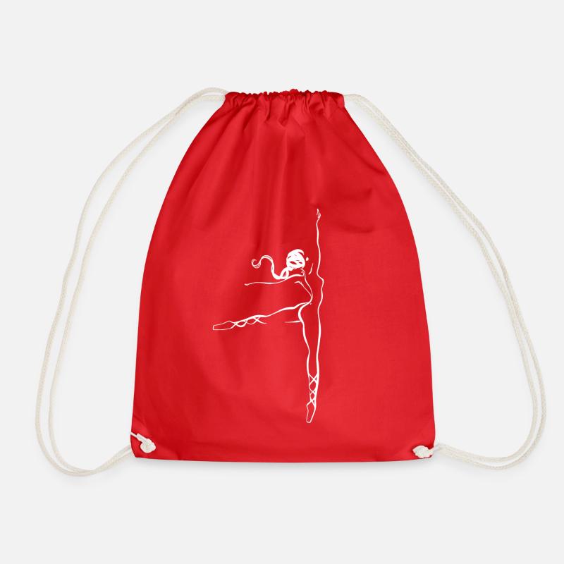 Ballet Ballerina Dancing Hobby Dancer Line Art - Drawstring Bag - red