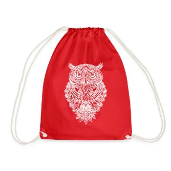 Owl Owl Graphic Graphic Art Gift Mandala - Drawstring Bag - red - Front