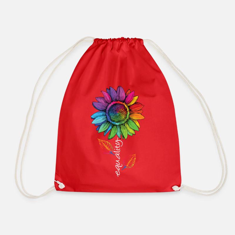 Equality LGBTQ Regenbogen Sonnenblume Blume CSD - Turnbeutel - Rot