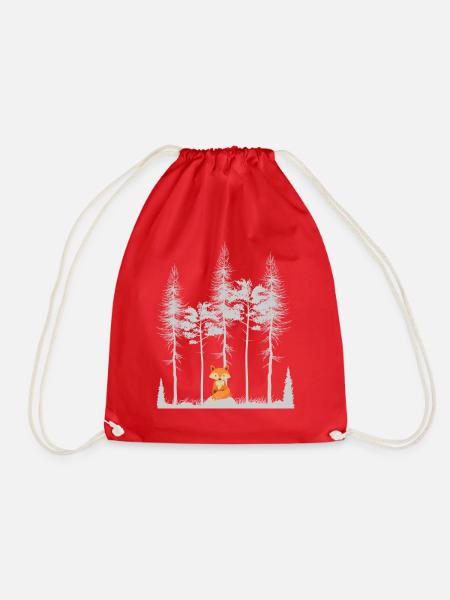 Süßer Fuchs im Wald Retro Muster Vintage Baum Wald - Turnbeutel - Rot