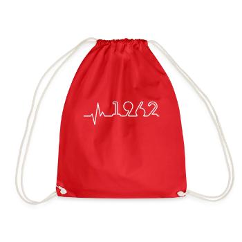 Heartbeat Minimal Birthday Vintage 1962 Line - Drawstring Bag - red - Front