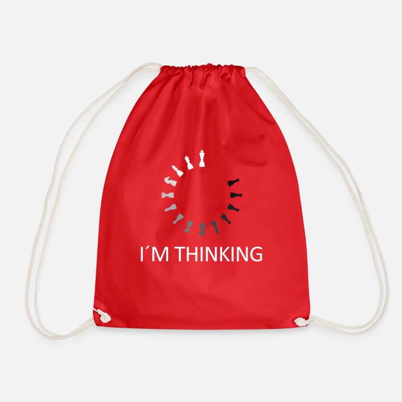 Funny IM THINKING Chess Chess Player Pieces - Drawstring Bag - red
