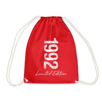 Geburtstag 1992 Limited Edition Geschenk Used Cool - Turnbeutel - Rot - Vorne
