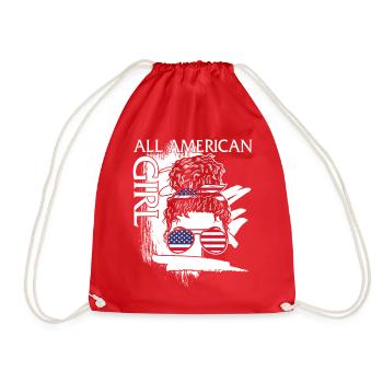 4th Of July Shirt, All American Girl Unordentliche Haare - Turnbeutel - Rot - Vorne
